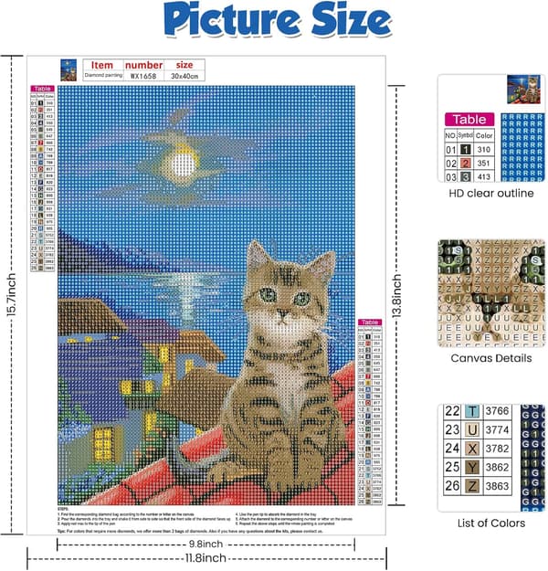 Kat diamantmaleri kit til voksne, DIY 5D diamantmaleri kunst