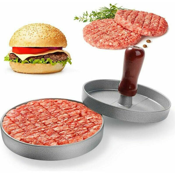1 st hamburgerpress, köttfärs hamburgerpress i trä