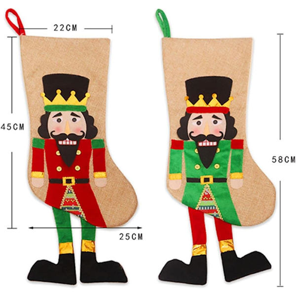 2 stycken julstrumpor med julgran-motiv, hängande dekoration