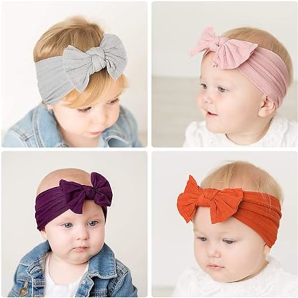 Baby Hovedbånd - Super bløde og strækbare knude baby turban - Multifarvede knude pandebånd hårbånd til nyfødte baby piger - Baby Toddler Hårbånd