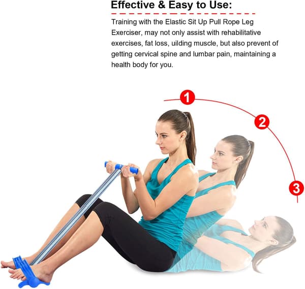 Elastisk Sit Up Pull Rope Dual Spring Tension Foot Pedal Abdomen L