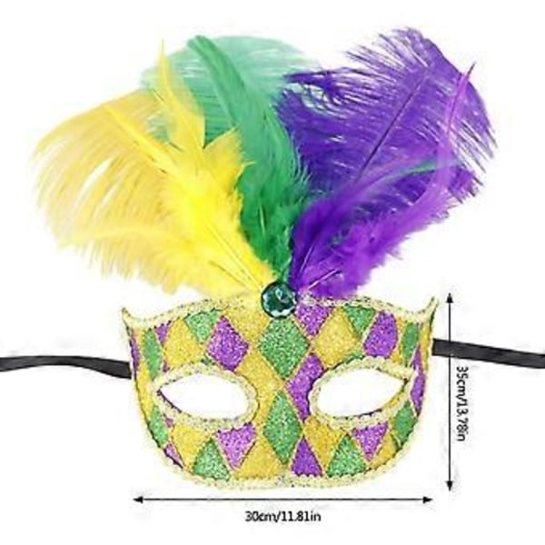 Fjäderprydd Maskeradmask Halloween Kostymmask för Kvinnor Män Maskerad Utsmyckning Maskeradmask för Dekoration Sektion 1 Section 1