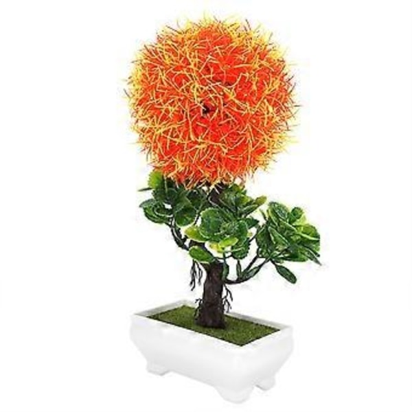 Kunstig Bonsai Falske Blomster Potteplante for Innendørs Hjemmekontor Hagedekor (Rosa)