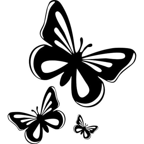 Set 3x decal sticker macbook laptop car motorcycle butterfly blac