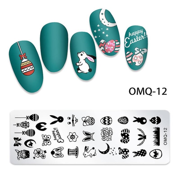 Nagelstämpelplatta Stämpelmall Nagelbildplatta Stencil Diy Tryck Rostfritt Stål Verktyg（OMQ12）