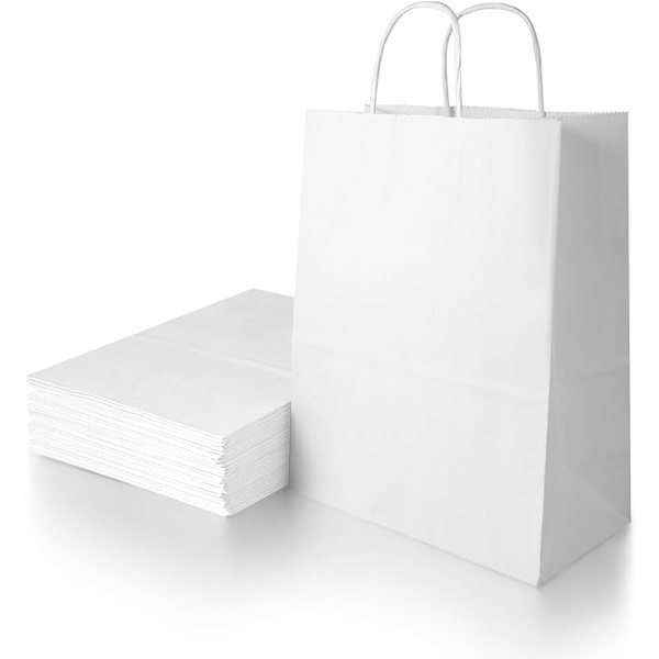 Papperspåse, 30 presentpåsar, kraftpapperspåse med handtag, 21 x 15 x