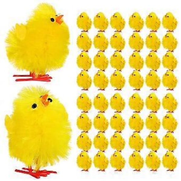 60 st Mini Kycklingar Plast Plysch Kycklingfigurer Mini Kycklingfigurer Påsk Mini Staty Dekor