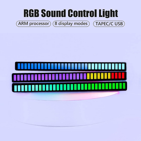 Ääniohjattu noutovalon rytmivalo 32-bittinen musiikkitason ilmaisin RGB-musiikin ääniohjauksella Audio Spectrum RGB-valo Led（Valkoinen）