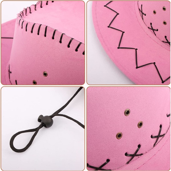 Cowboyhatt kostyme tilbehør bredbremmet Western Cowgirl Hatter Wild West Rosa