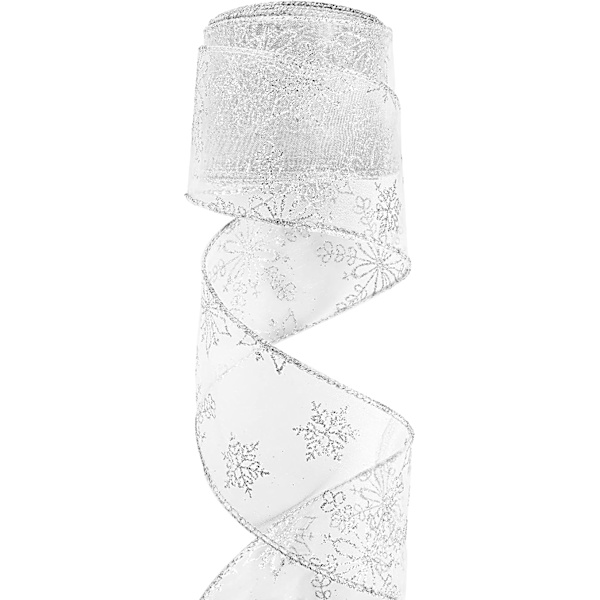 1 stk. Sølv Organza Gavebånd - Julebånd med Wire Gave