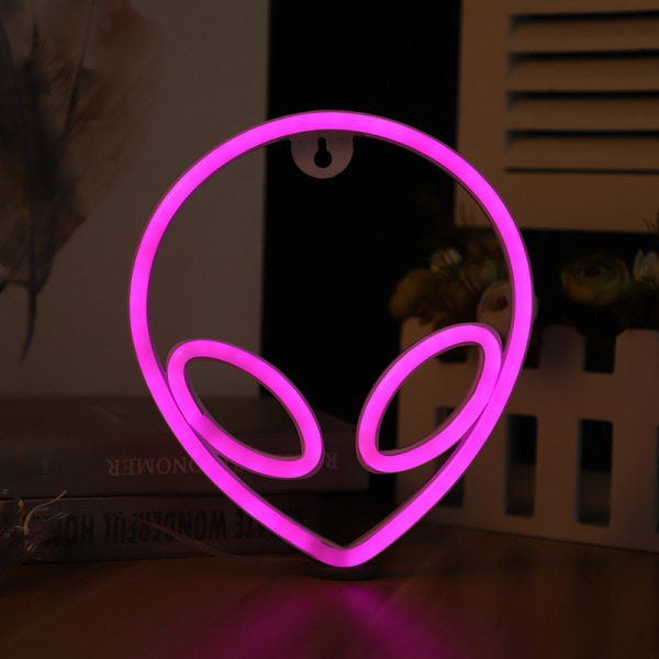 LED Alien Neon Lampe Veggmontert Modellering Lampe Soverom Dekorasjon