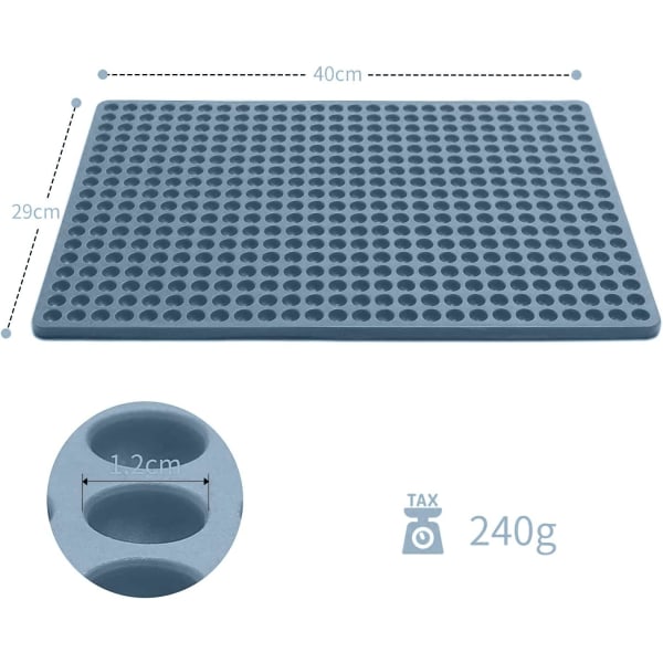 Silikone bagemåtte - 1 cm - Silikone halv kugle med fordybninger - 468 form til kiks og hundegodbidder, bagepapir - pralineform, 40 x 29 cm, grå