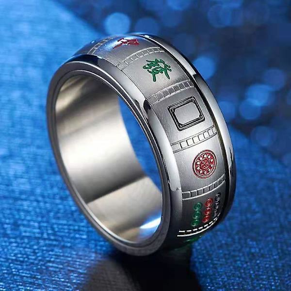 Anti-ångestgåva Mahjong-ring Lyckoringsar i rostfritt stål Roterande fidgetspinner Ångestdämpande ring för män pojkar kvinnor 11