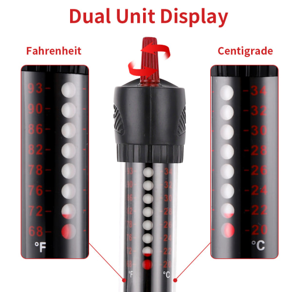 1 stk 100W akvarievarmer, automatisk termoregulering, EU-plugg