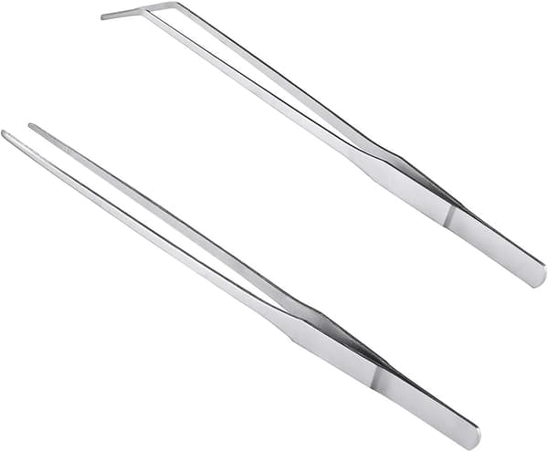 2 par rustfri ståltænger 27 cm lange lige/buede wit