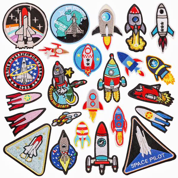 24 stk Iron On Brodery Patches Planet Broderi