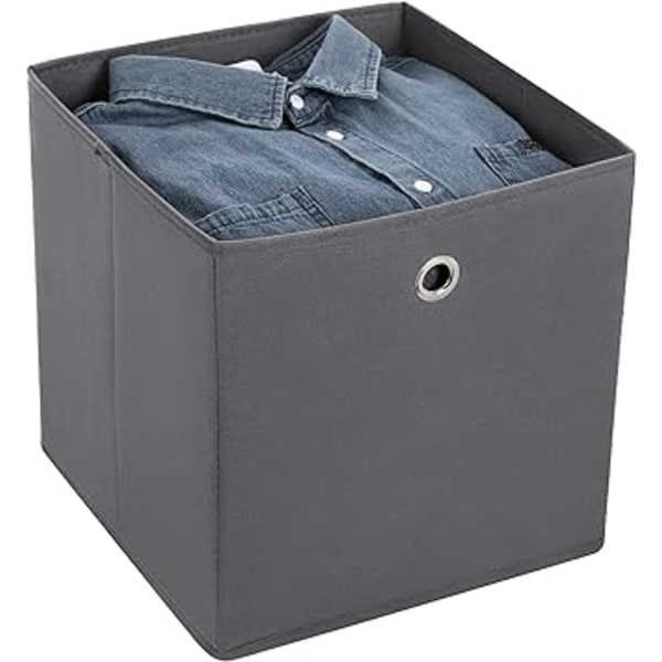 Grå 30 x 30 x 30 cm Set med 1 Vikbar Förvaringslåda i Ovävd Tyg