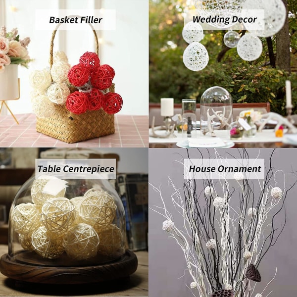 Mini 1,96&quot; Globe rottingboll för inomhus, trädgård, hem, bröllop, julgran, festdekorationer (vit)