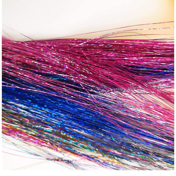 Hår Tinsel Kit Strands Med Verktyg 47 tum 12 Färger  Strands Fairy Hair Tinsel Kit Hår Extensions Glittrande Glitter Blank Silke Tinsel (12 Färger)