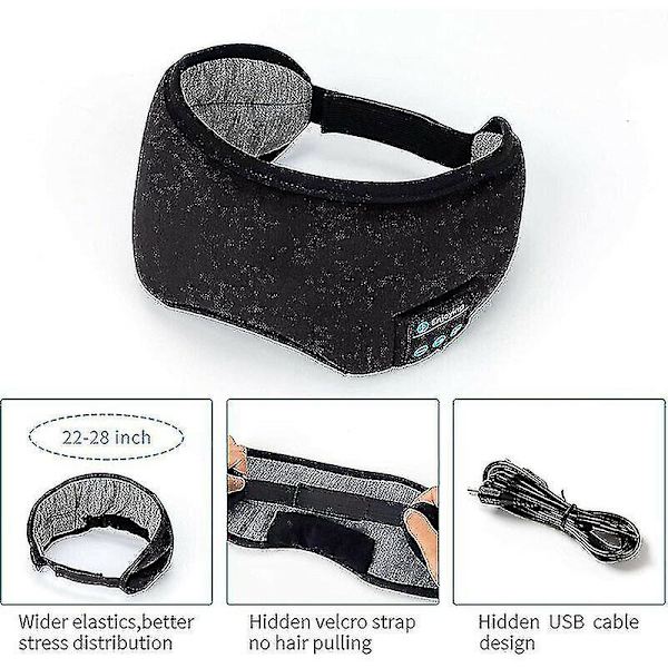 Bluetooth-unikuulokkeet Urheilupanta Silmämaski Stereo Kaiutin Kuulokkeet Musta