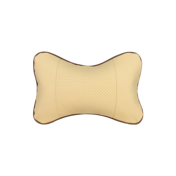 (beige) 2-pack nackkudde för bil, bekvämt PU-läder, mjukt stöd