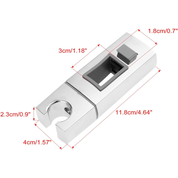 Skyvbar dusjhodeholder for skinne - 18 x 30 mm - Rektangulær, firkantet utskiftbar hånddusjholder, ABS krom dusjhodeholder for bad