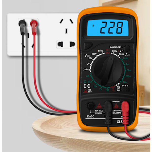 Multifunksjonelt digitalt multimeter LCD, høykvalitets voltmeter amperemeter ohm