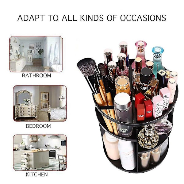 Makeup-arrangør, 360 graders roterende skønhedsarrangement, bedst til bordplade