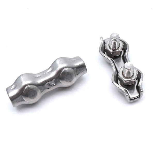 14 stk. 1/8 tommer M3 rustfrit stålwire klips kabelklemme Duplex