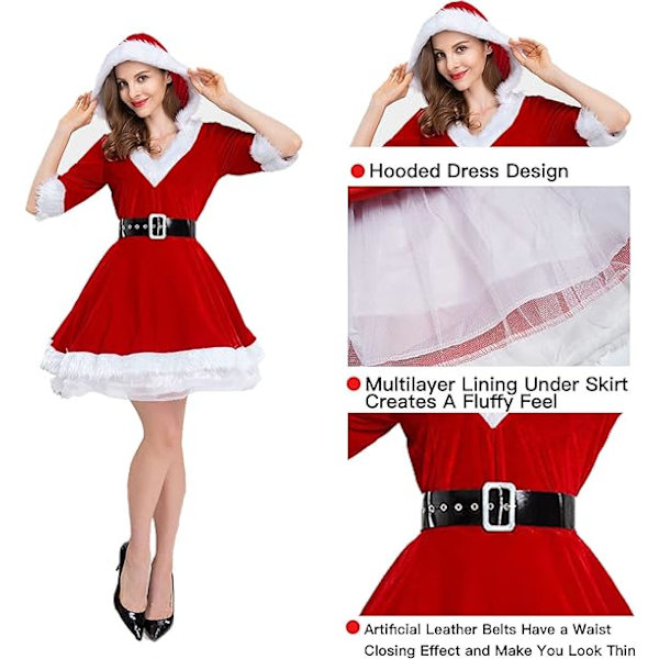 Julmamma Fancy Dress Kvinna Jul V-ringad Klänning Vuxen P