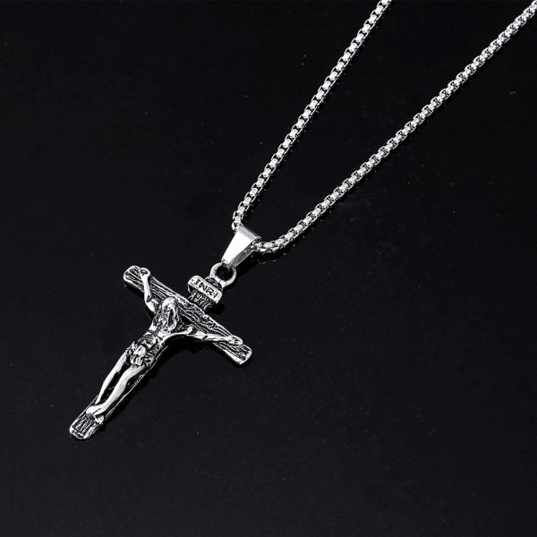 2 st katolska Jesus Kristus på INRI kors Crucifix guld silver ton