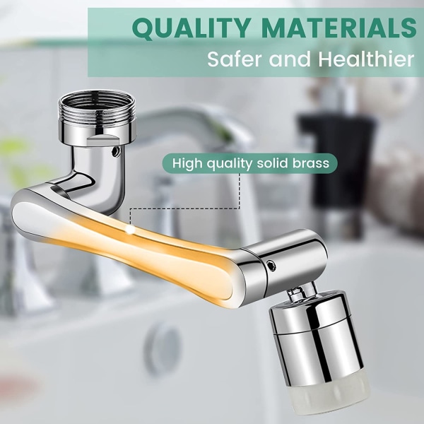 Universal 1440° Rotating Faucet Nozzle Water Saving Faucet Aerator with Two Spray Modes Water Saver for Kitchen Bathroom Faucet