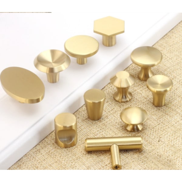 Liten røkelse gull, 4 stk solid messing garderobe knott dør knott Vint
