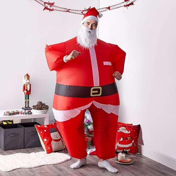 One Size Inflatable Christmas Santa Claus Suit for Adult Xmas Fan