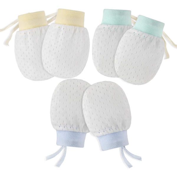 6 Pairs Newborn Cotton Mittens Baby Birth Anti-scratch Mittens Fo