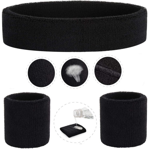 Hårbåndssæt (3 stk.) Sports Sweatband Stribet Håndleds Sweatband