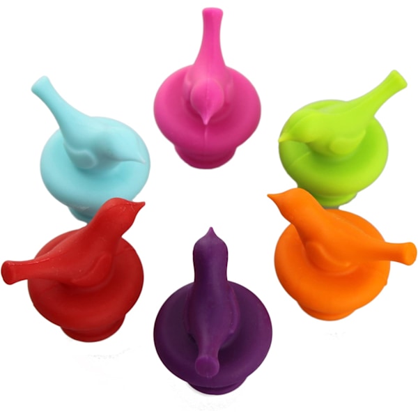 Vinflaskekork, Silikonvinkork, Söt, Dekorativ, Blandade Färger, Set om 6
