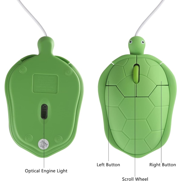 Søt dyredatamaskinmus kablet mini skilpaddeformet mus