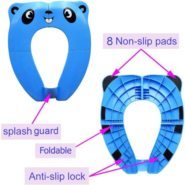 [Opgraderet version] Bébé Toilet Reductor -  Rejse Foldbar Toilet Sæde Potte Bærbart Sæde Til Børn Baby (Blå)