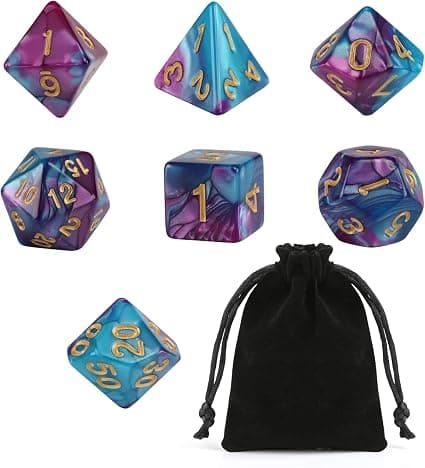 7 polyhedrale terninger for Dungeons and Dragons bordrollespill