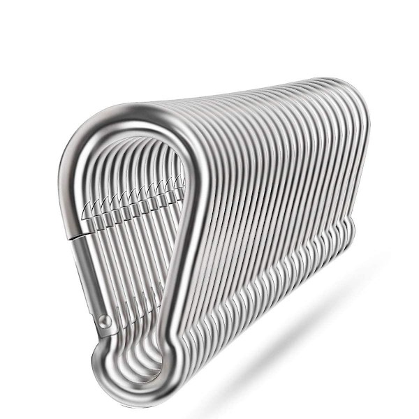 20 stk fjærspenner, 304 rustfritt stål metallklips kraftig tauforbindelse liten spenneklemme nøkkelringlenke spenne for hengekøye gyngesett utendørs
