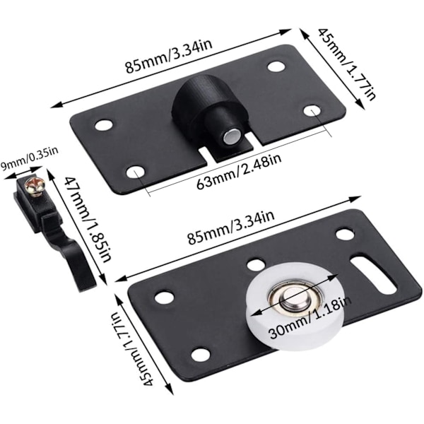 2 set glidande dörr rulle stum nylon hjul växel spår kit, 30m