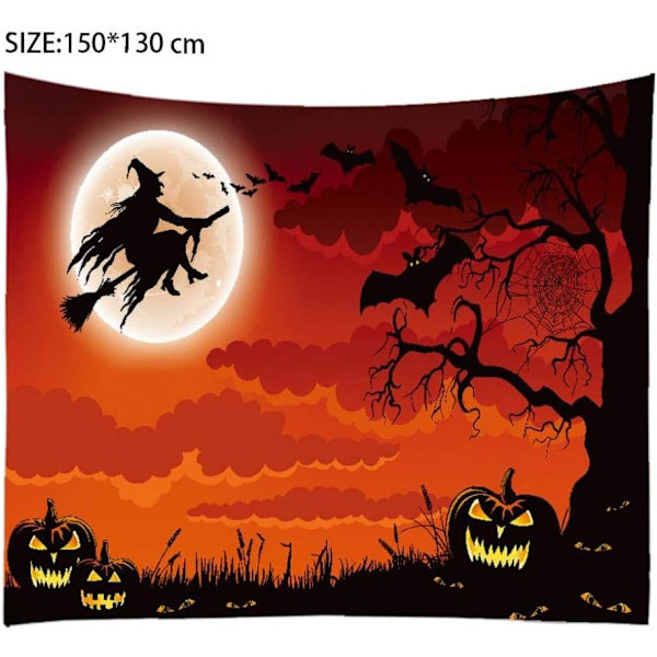 Halloween Kvast Häxa Gobeläng Vägg Hängande Gobeläng Sovande Bla