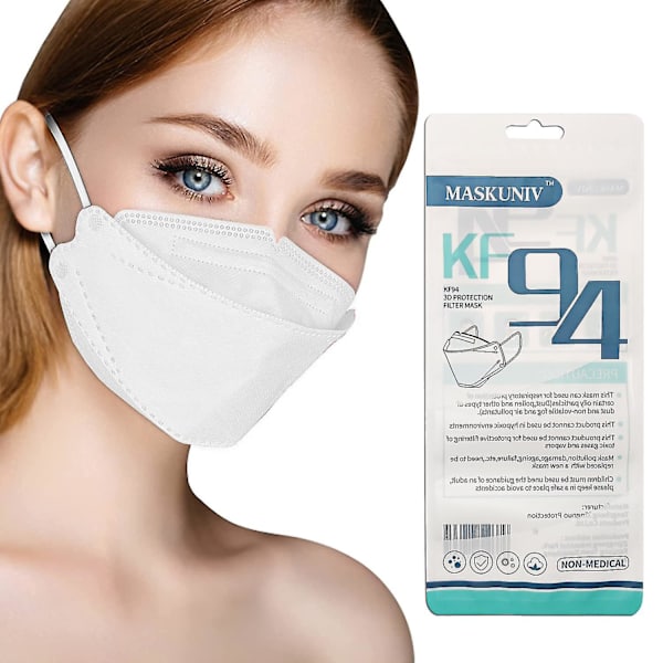 50 st engångsmunskydd Kf94-masker Anti-damm ansiktsmasker Vuxna Färgglada Kf94 skyddsmasker（Vit）