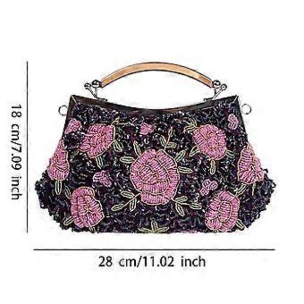 Kvällskoppling Väska för Kvinnor Formell Blommig Pärlbroderad för Evenemang Fest Violett Rosa Violet Pink