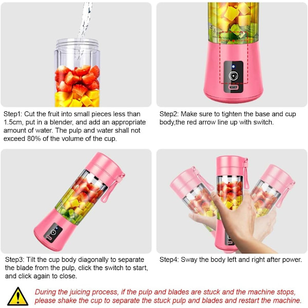 Bærbar blender, smoothie juice cup, mini personlig blender til S