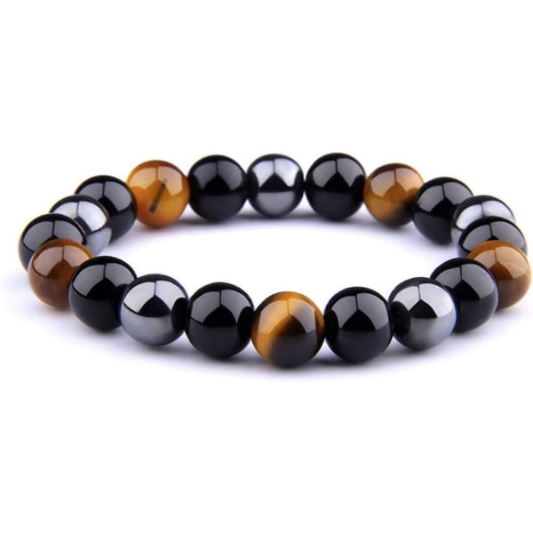 Triple Protection Tiger's Eye Armbånd, Hematit og Sort Obsidian