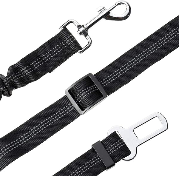 2-pack bilbälte för hund, med stötdämpning och justerbar el