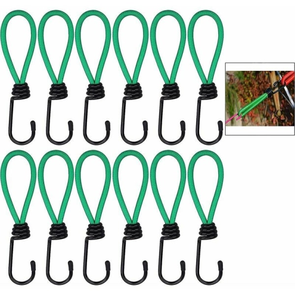 12 st Bungee Hook, Tarp Bungee Hook Elastiska Bungee Snören Camping med krok, Bungee Rem för presenningar 15*2cm