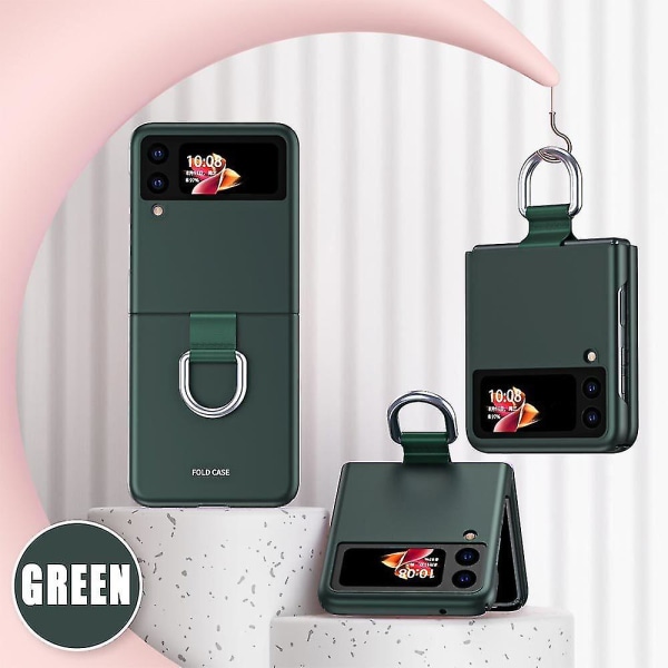 För Samsung Galaxy Z Flip 3 5g Case Stötsäkert cover med fingerring grön